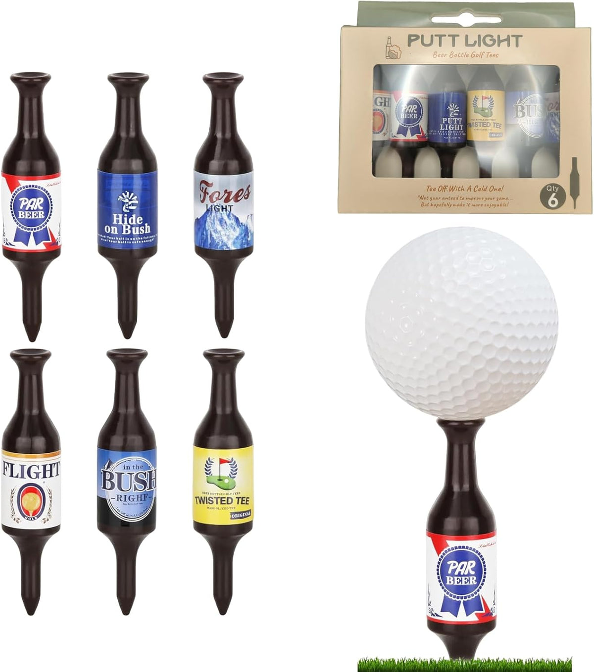 Golf-Tees Bierflasche, Lustige Golf-Tees, Langlebige Kunststoff Golf Tee Zubehör, Geschenke Für Golfspieler, 9 Cm/3.54 Zoll Golf-Tees