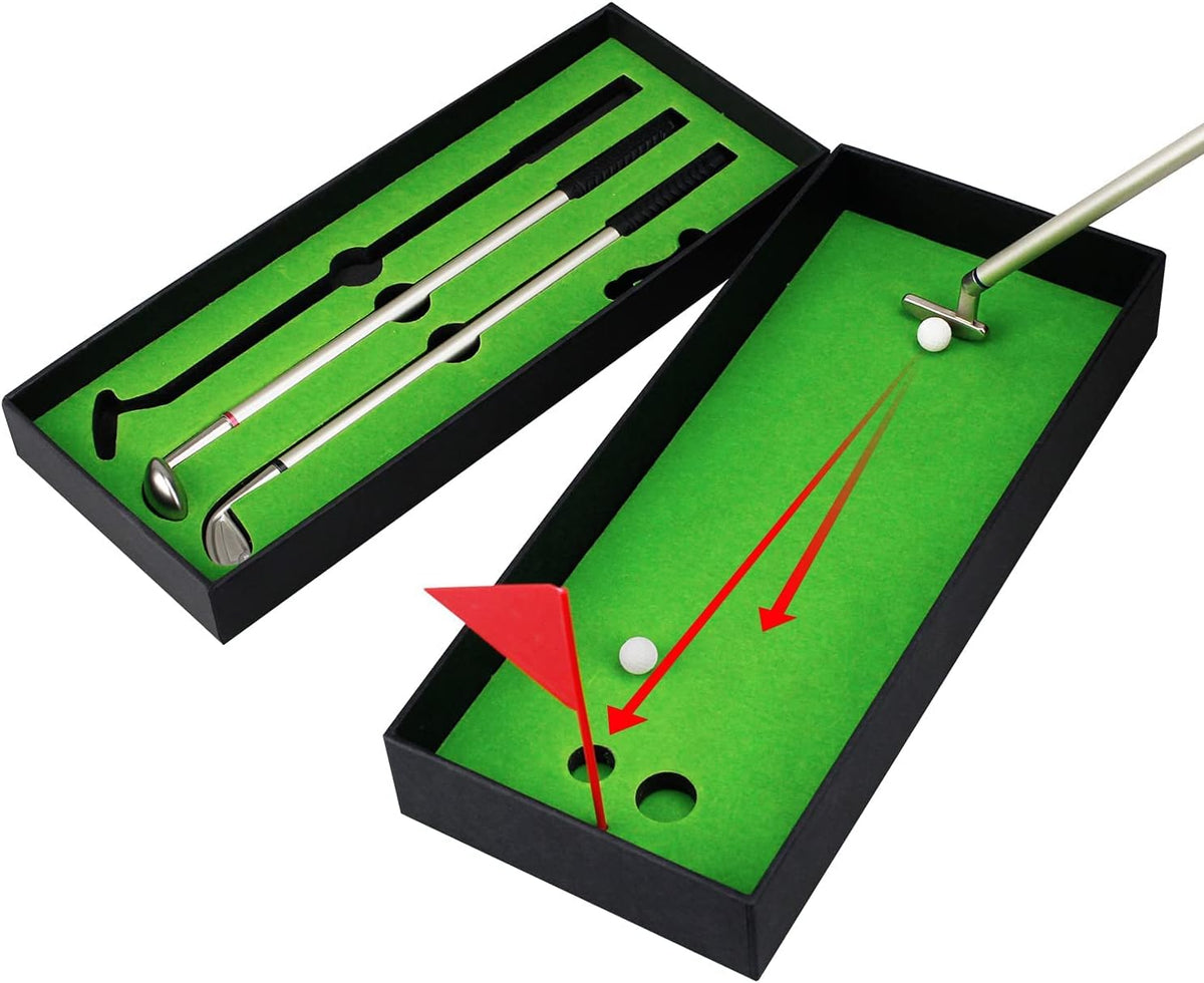 Kofull Lustige Golf Geschenke Für Männer Mini Golf Desktop Set, Golf Club Stifthalter Mit Putting Green, Schreibtisch Gadget Geschenk