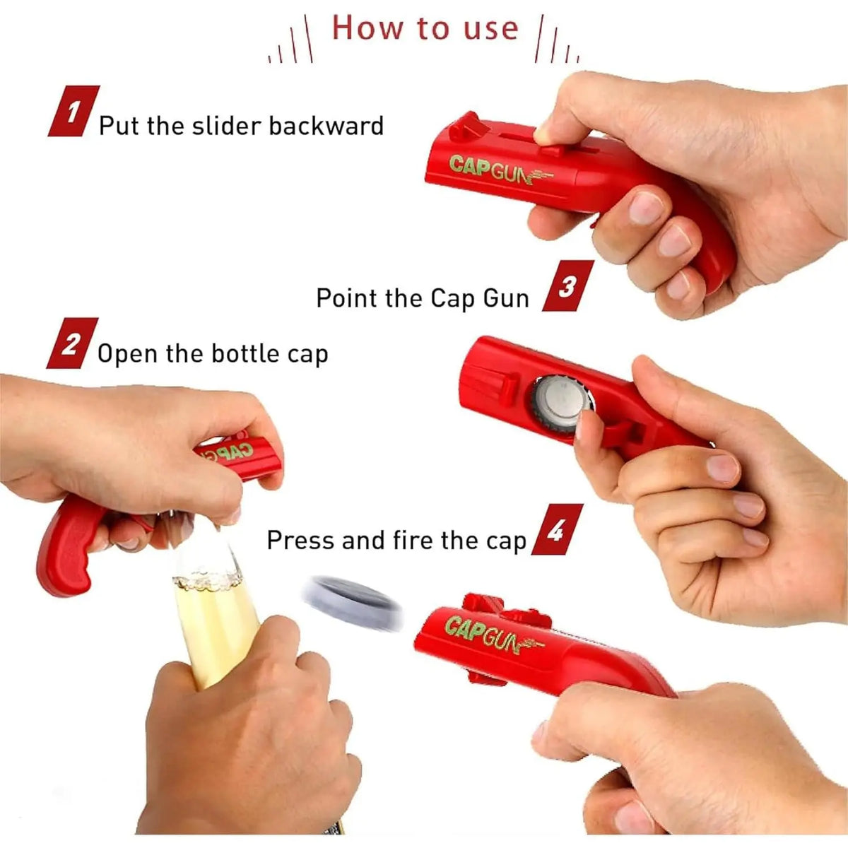 Bottle Opener, Launcher Shooter, Funny Shooting Gun, Creative Bottle Opener for Party Games, Family Parties, Outdoor Barbecue LM